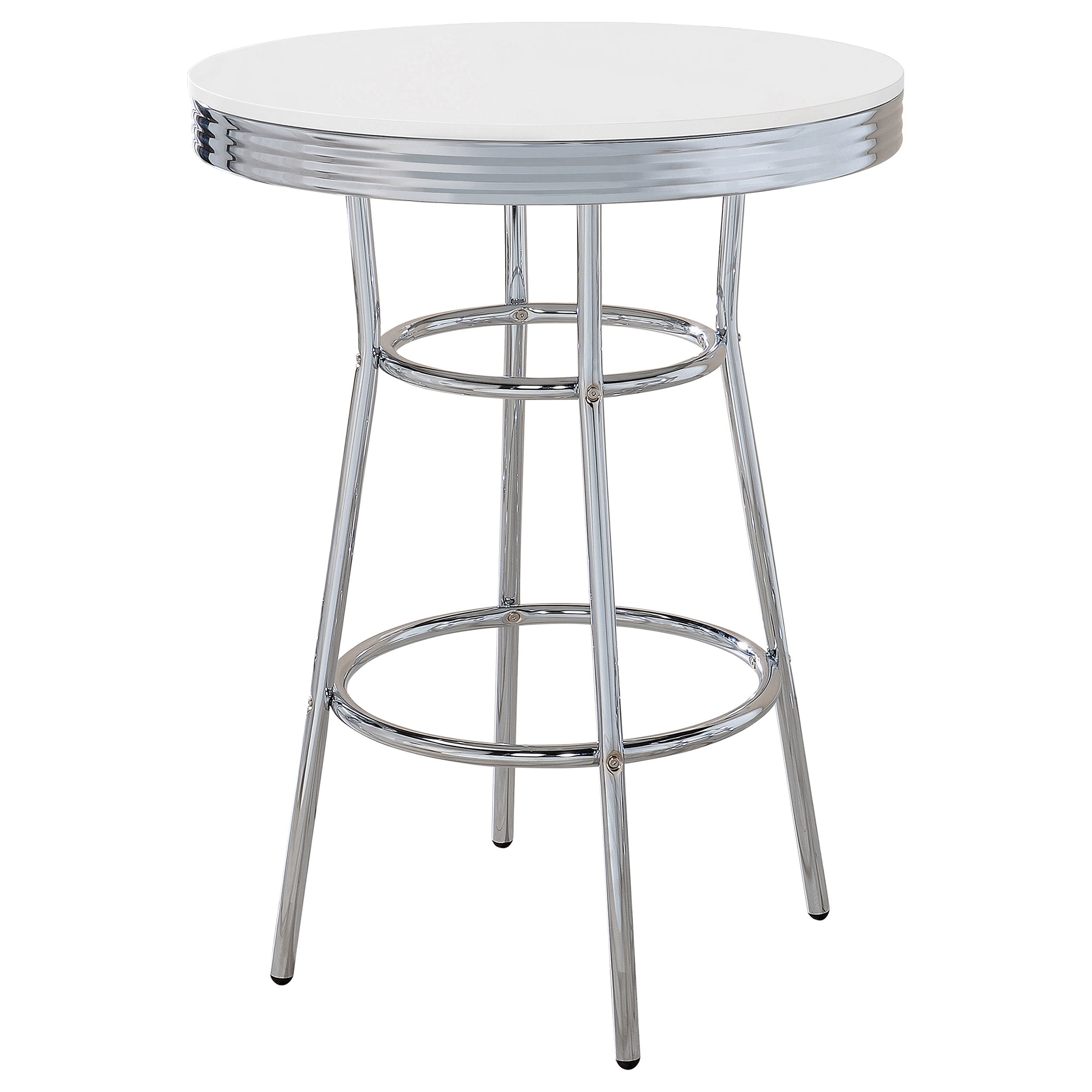 Orleans Furniture - Coaster - Retro Round 30-inch 1950's Bistro Pub Height Bar Table White - 2300