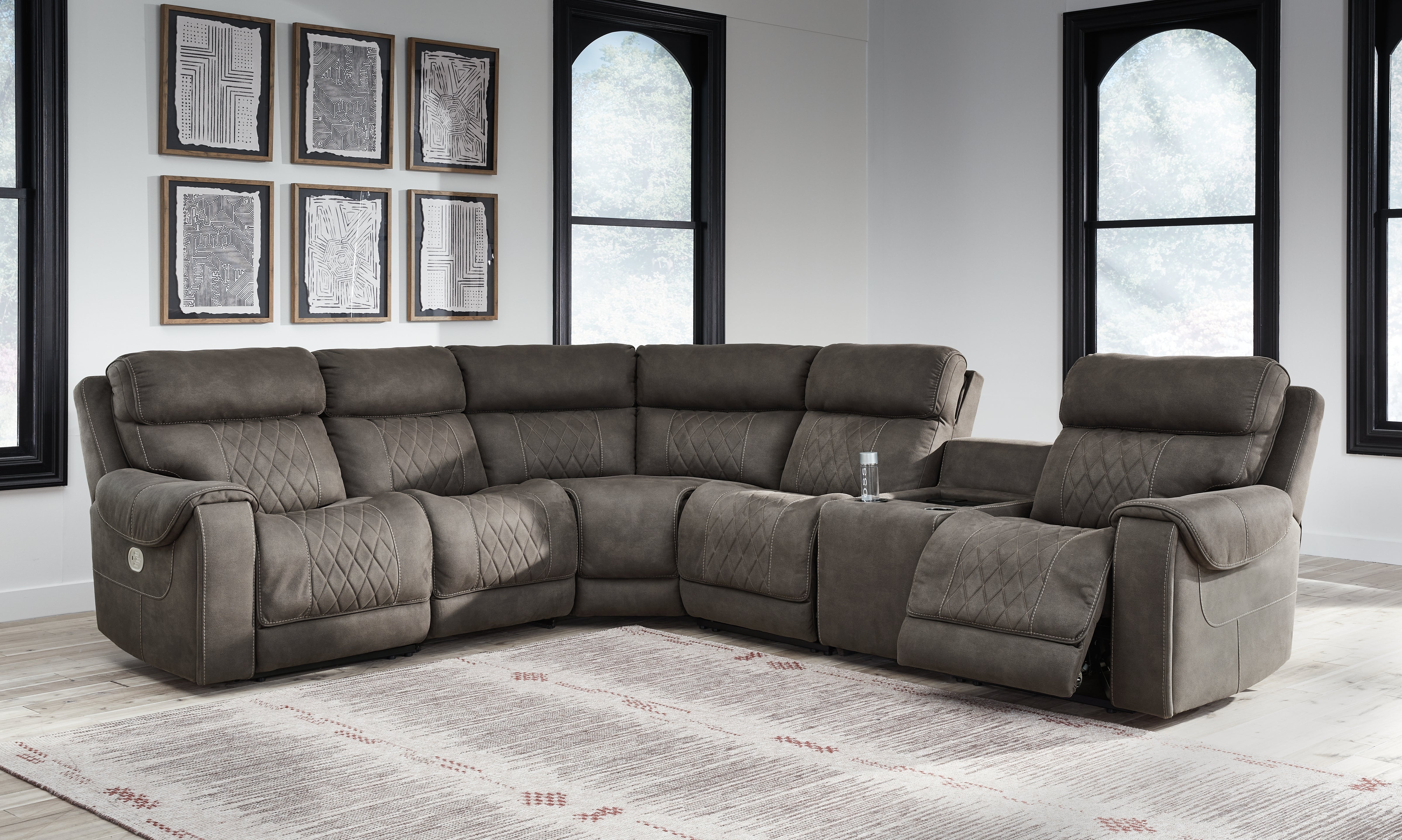 Orleans Furniture - Ashley Furniture - Hoopster Sectional - 6-Piece Power Reclining Sectional / Gunmetal - 23703S5