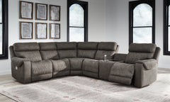 Orleans Furniture - Ashley Furniture - Hoopster Sectional - 6-Piece Power Reclining Sectional / Gunmetal - 23703S5