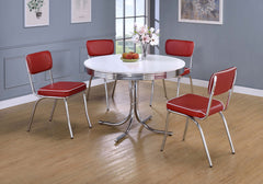 Orleans Furniture - Coaster - Retro 5-piece Round Dining Table Set White and Red - 2388-S5R