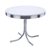 Orleans Furniture - Coaster - Retro Round 42-inch Wood Top Dining Table White and Chrome - 2388