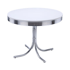 Orleans Furniture - Coaster - Retro Round 42-inch Wood Top Dining Table White and Chrome - 2388