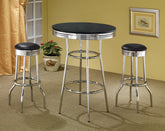 Orleans Furniture - Coaster - Retro 3-piece Round 1950s Bistro Pub Bar Table Set Black - 2405-S3