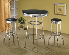 Orleans Furniture - Coaster - Retro 3-piece Round 1950s Bistro Pub Bar Table Set Black - 2405-S3