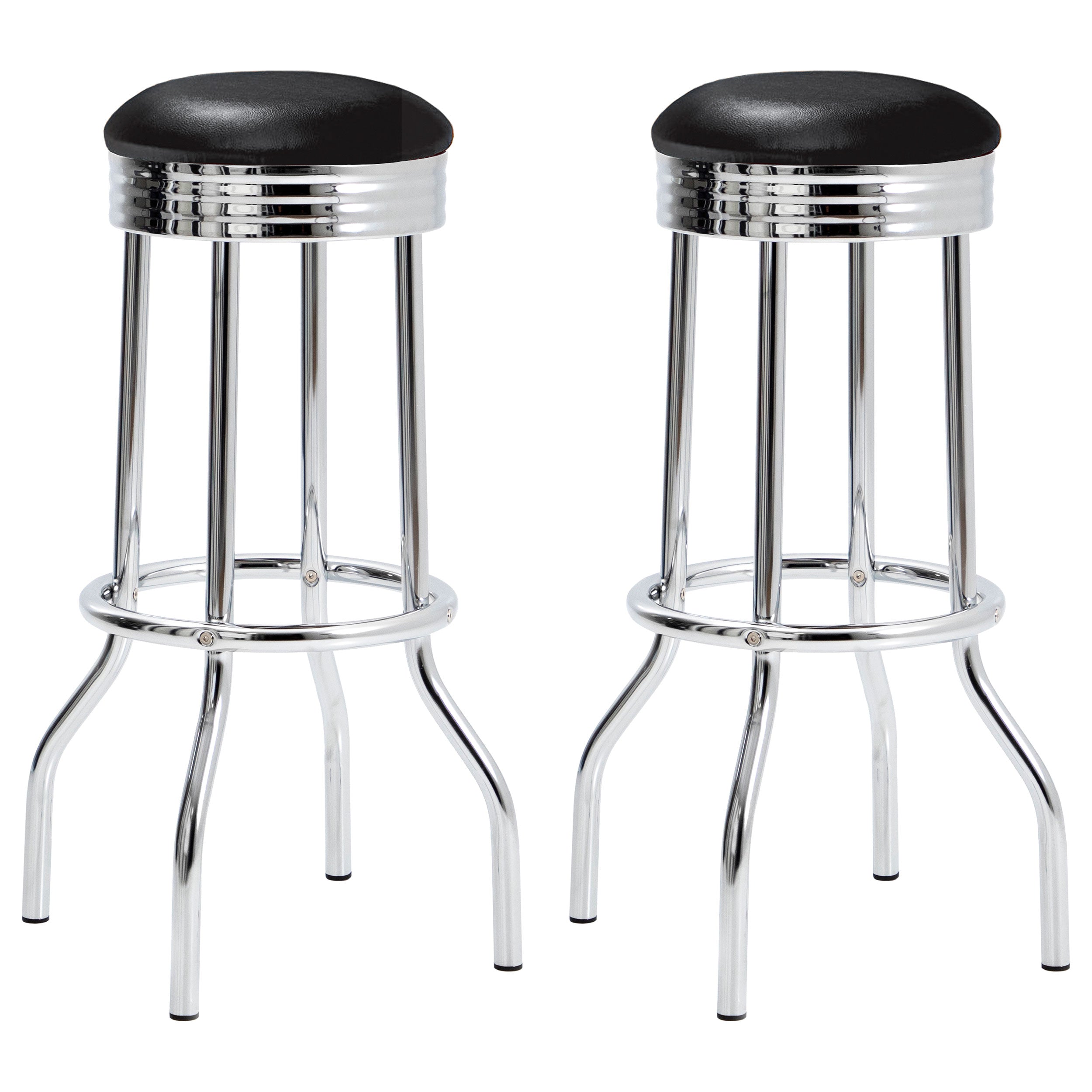 Orleans Furniture - Coaster - Retro Upholstered Metal Swivel Bar Stool Black (Set of 2) - 2408