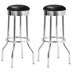 Orleans Furniture - Coaster - Retro Upholstered Metal Swivel Bar Stool Black (Set of 2) - 2408