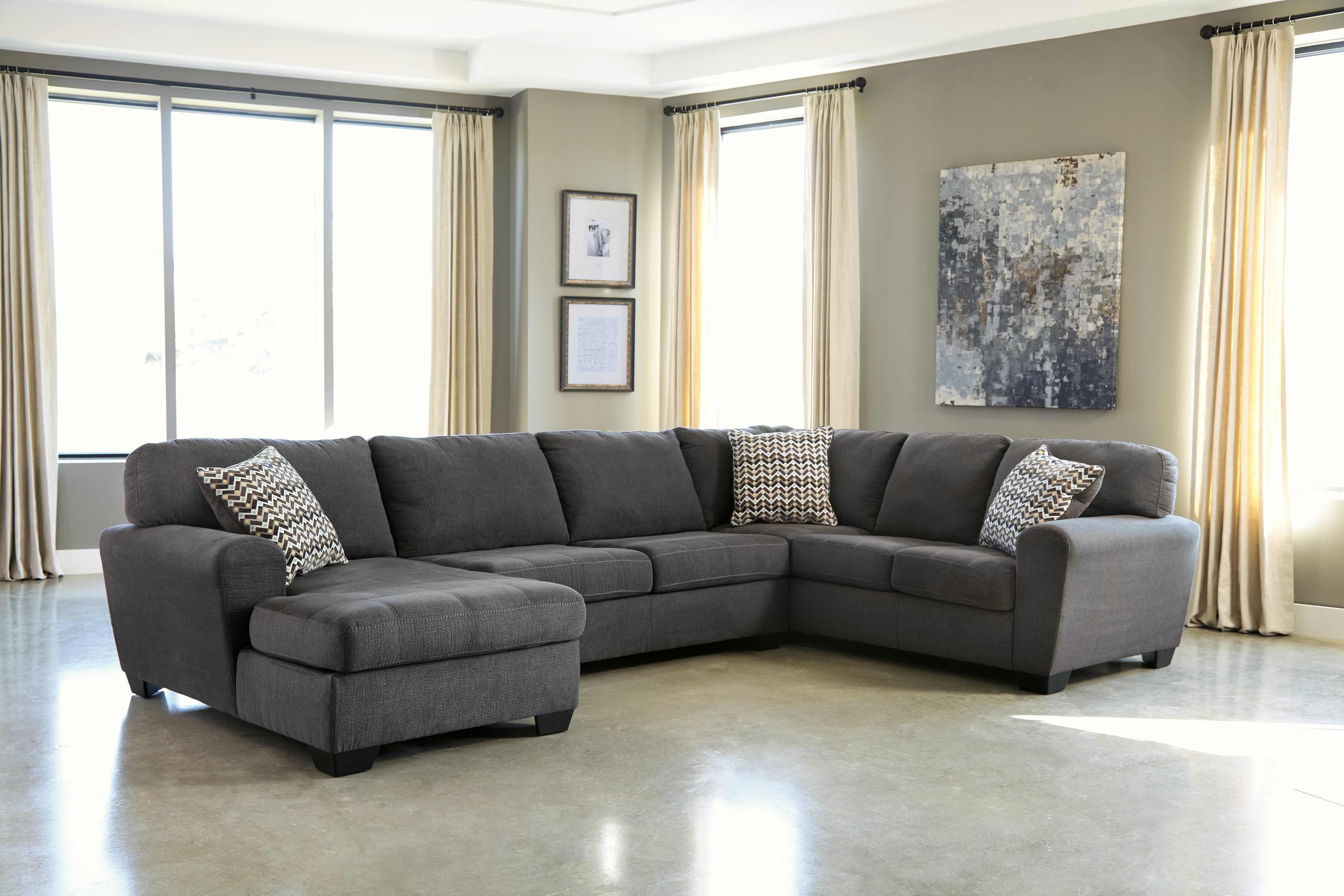 Orleans Furniture - Ashley Furniture - Ambee Sectional - RAF 3-Piece Sectional with Chaise / Slate - 28620S1