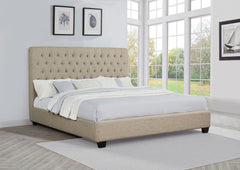 Chloe Upholstered Eastern King Panel Bed Oatmeal