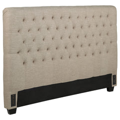 Chloe Upholstered Queen Panel Headboard Oatmeal