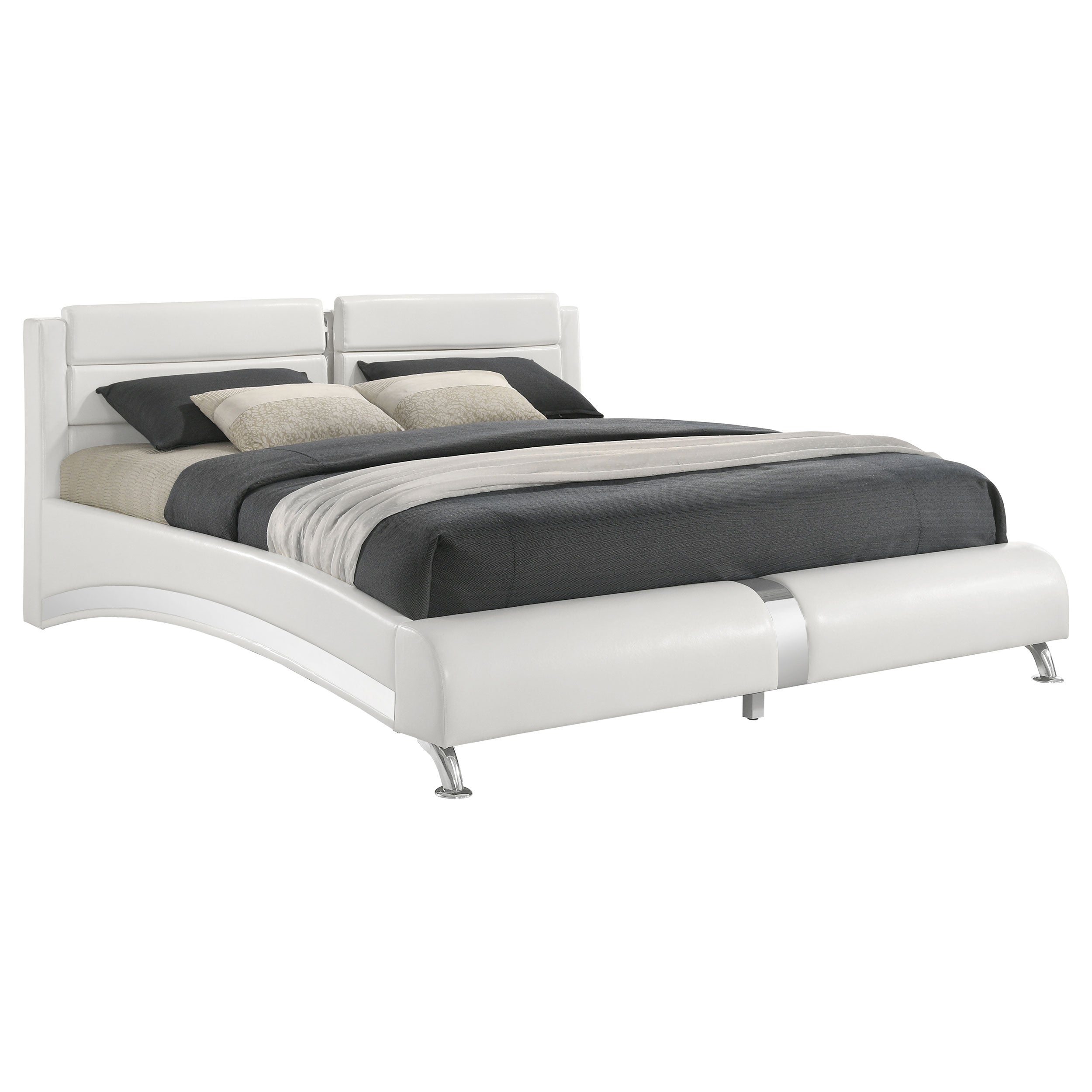 Orleans Furniture - Coaster - Jeremaine Upholstered California King Sleigh Bed White - 300345KW