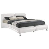 Orleans Furniture - Coaster - Jeremaine Upholstered California King Sleigh Bed White - 300345KW