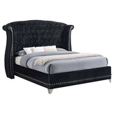 Orleans Furniture - Coaster - Barzini Upholstered Queen Wingback Bed Black - 300643Q