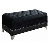 Orleans Furniture - Coaster - Barzini Velvet Upholstered Tufted Storage Bench Black - 300644