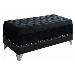Orleans Furniture - Coaster - Barzini Velvet Upholstered Tufted Storage Bench Black - 300644