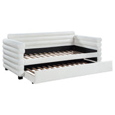 Orleans Furniture - Coaster - Patricia Boucle Upholstered Twin Day Bed with Trundle White - 300716