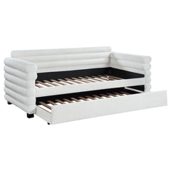 Orleans Furniture - Coaster - Patricia Boucle Upholstered Twin Day Bed with Trundle White - 300716