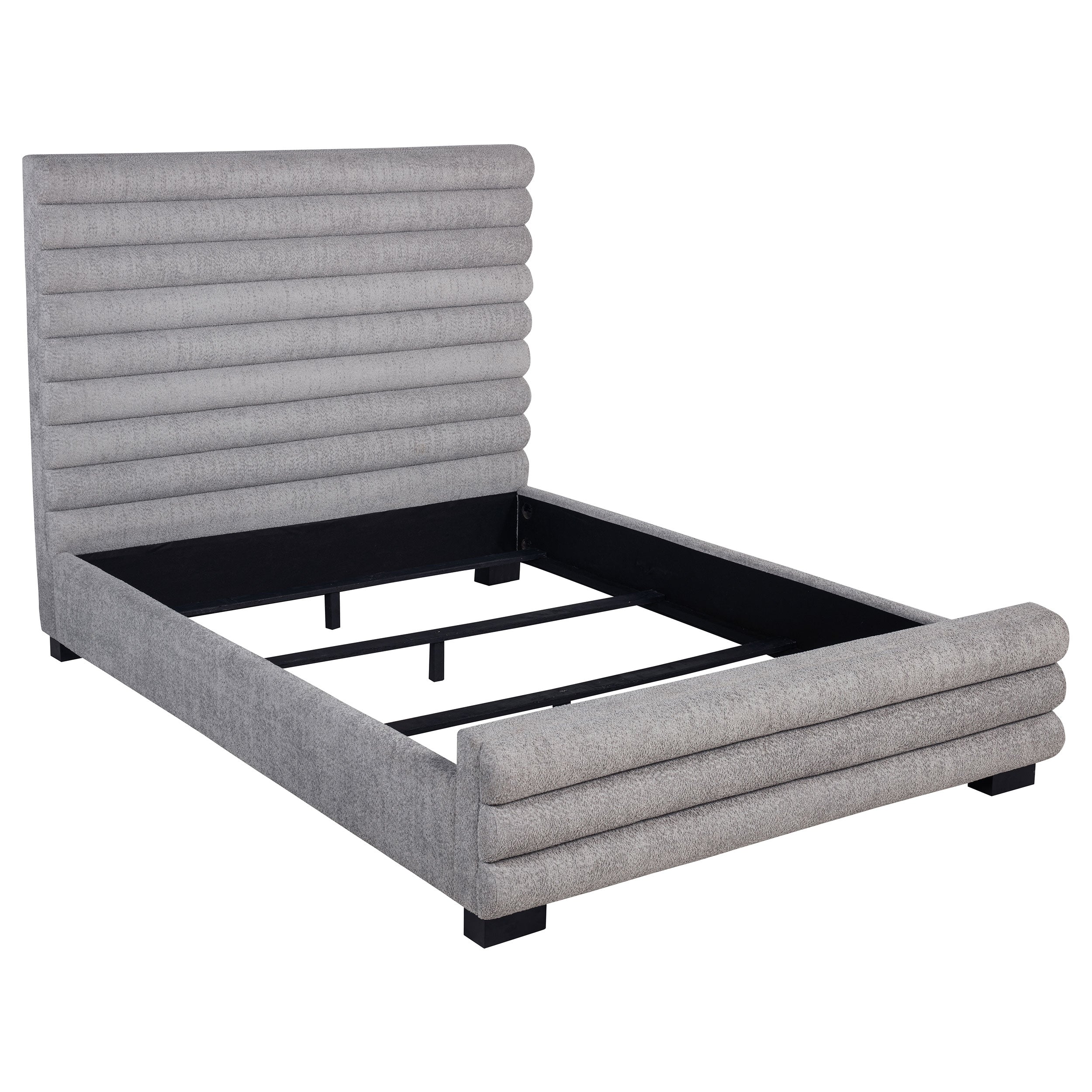 Orleans Furniture - Coaster - Patricia 58-inch Boucle Upholstered Eastern King Bed Grey - 300719KE