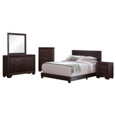Orleans Furniture - Coaster - Dorian 5-piece Eastern King Bedroom Set Dark Cocoa - 300762KE-S5