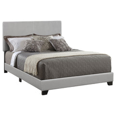 Orleans Furniture - Coaster - Dorian Faux Leather Upholstered Queen Panel Bed Grey - 300763Q