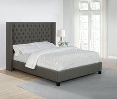 Bancroft Upholstered Queen Wingback Bed Grey