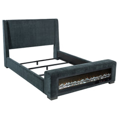 Orleans Furniture - Coaster - Preston Upholstered Eastern King Audio Flame Visualizer Bed Blue - 305821KE