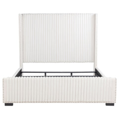 Natasha 65-inch Upholstered Eastern King Wingback Bed Cream