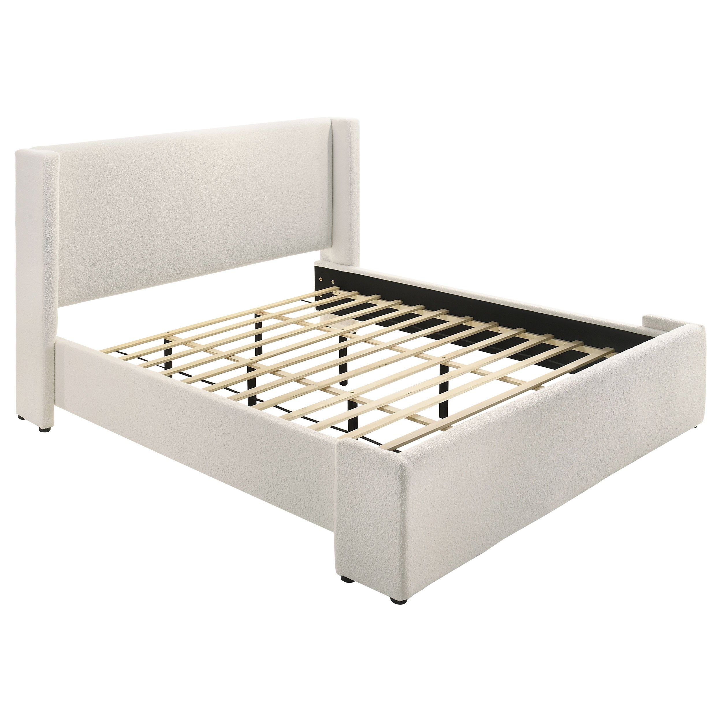 Orleans Furniture - Coaster - Alamosa Boucle Upholstered Eastern King Platform Bed White  - 310078KE