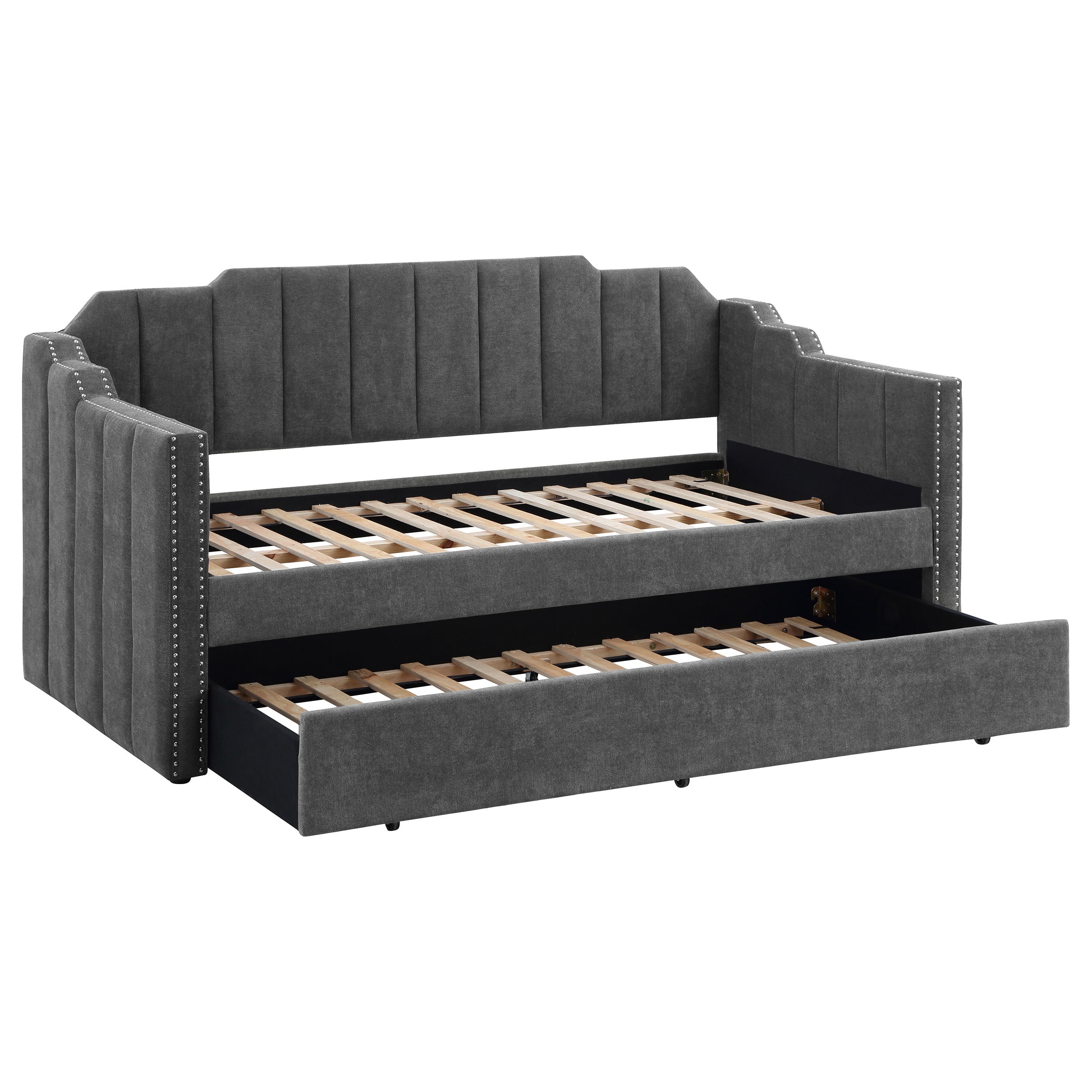 Orleans Furniture - Coaster - Kingston Upholstered Twin Daybed with Trundle Charcoal - 315962