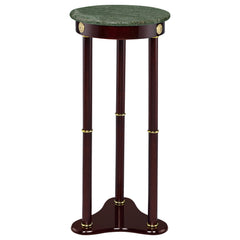 Edie Round Marble Top Accent Side Table Merlot