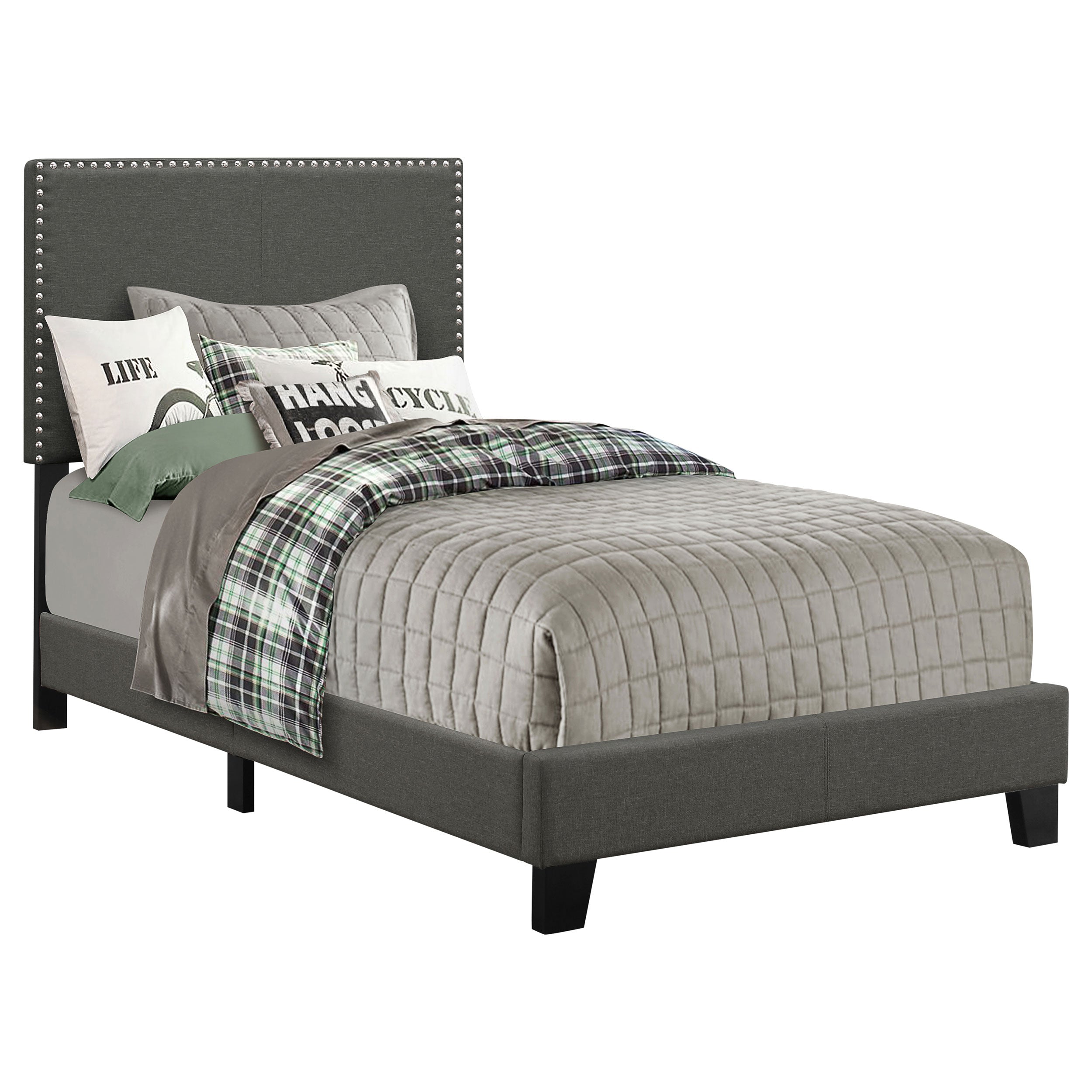Orleans Furniture - Coaster - Boyd Upholstered Twin Panel Bed Charcoal - 350061T