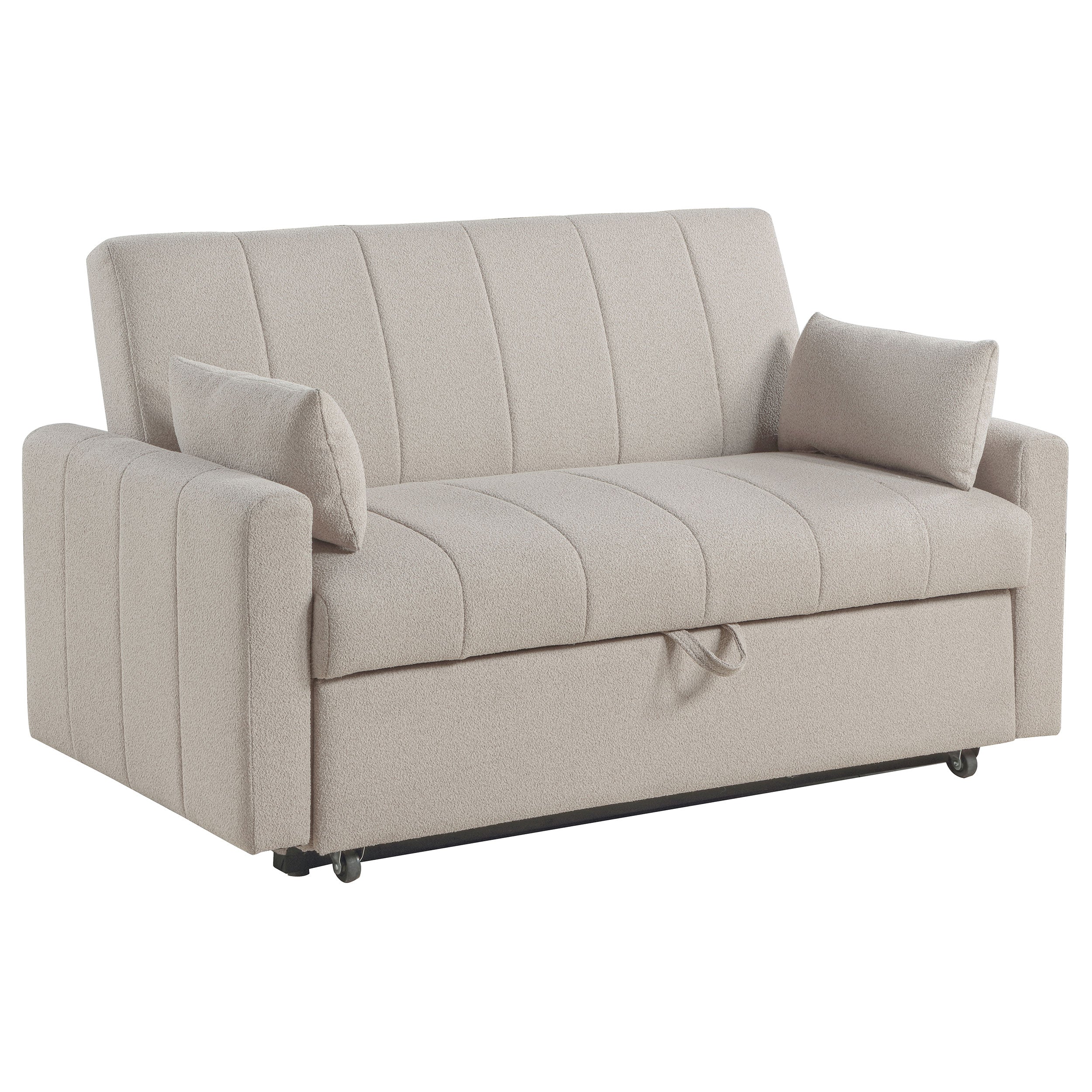 Orleans Furniture - Coaster - Portland Boucle Upholstered Sleeper Sofa Bed Latte - 350142