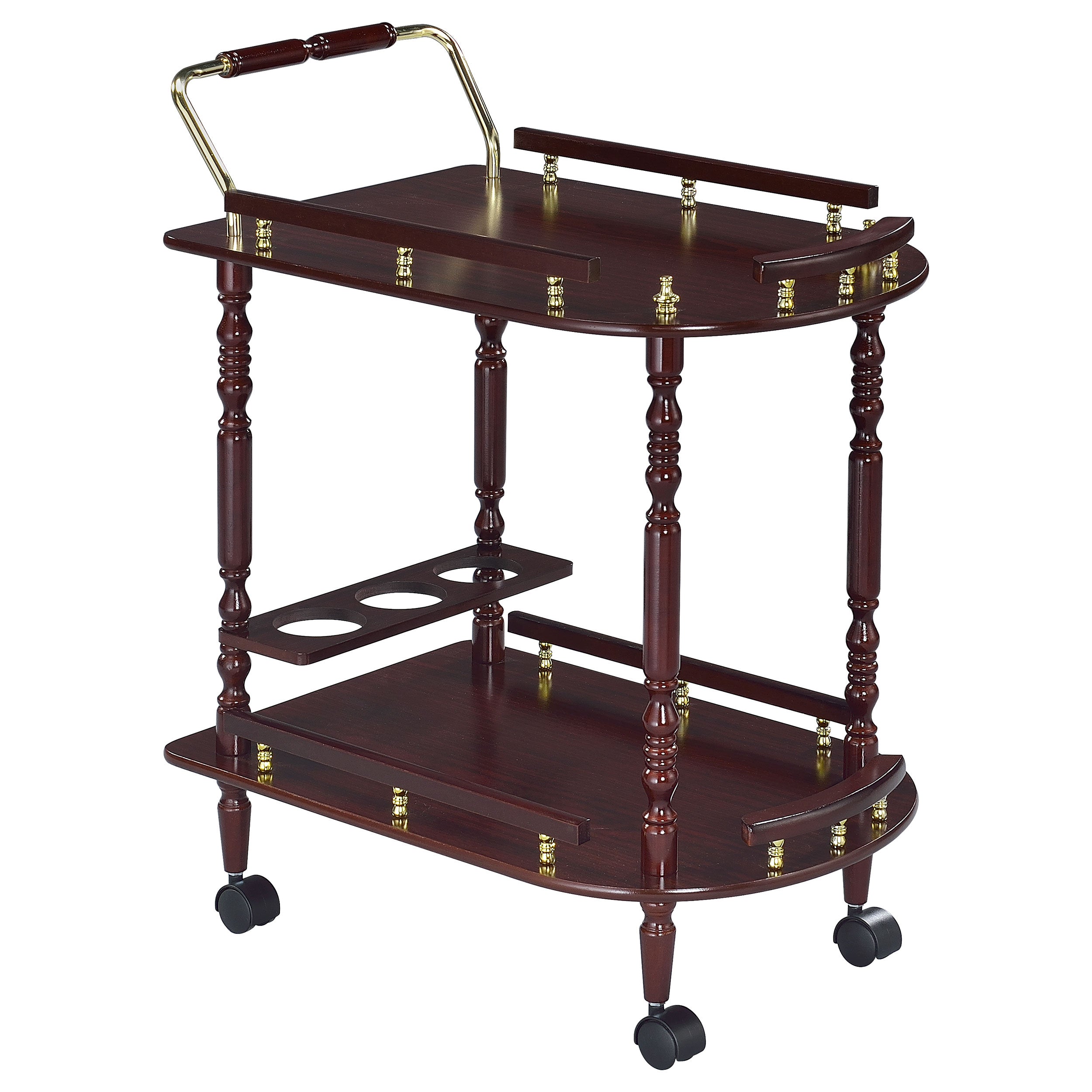 Orleans Furniture - Coaster - Palmer 2-tier Rectangular Wood Bar Cart Merlot - 3512