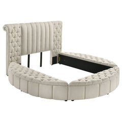 Orleans Furniture - Coaster - Sonya Upholstered Queen Round Storage Bed Ivory - 360111Q