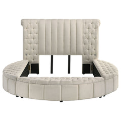 Sonya Upholstered Queen Round Storage Bed Ivory