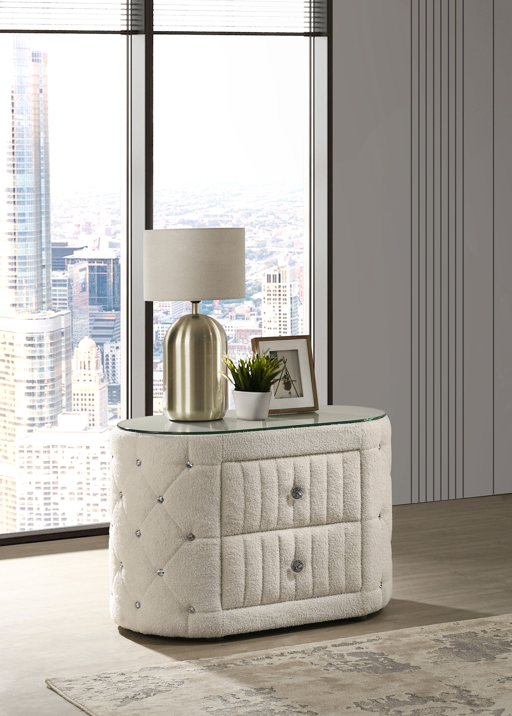 Orleans Furniture - Coaster - Sonya 2-drawer Upholstered Nightstand Bedside Table Ivory - 360112