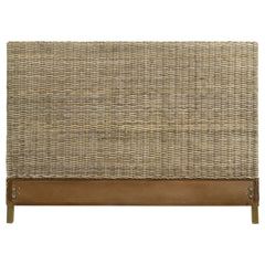 Zyla Woven Rattan Queen Panel Headboard Kubu Grey