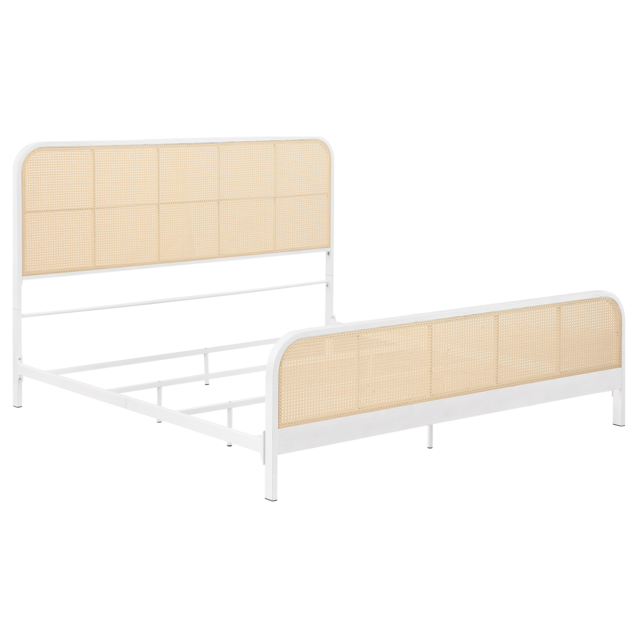 Orleans Furniture - Coaster - Lanewood Open Cane Webbing Metal Eastern King Bed White - 360251KE