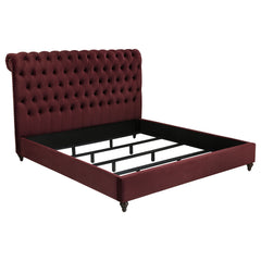 Orleans Furniture - Coaster - Devon 57-inch Upholstered California King Panel Bed Wine Red - 360341KW