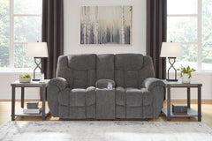 Orleans Furniture - Ashley Furniture - Foreside Living Room - DBL Rec Loveseat w/Console / Charcoal - 3810494