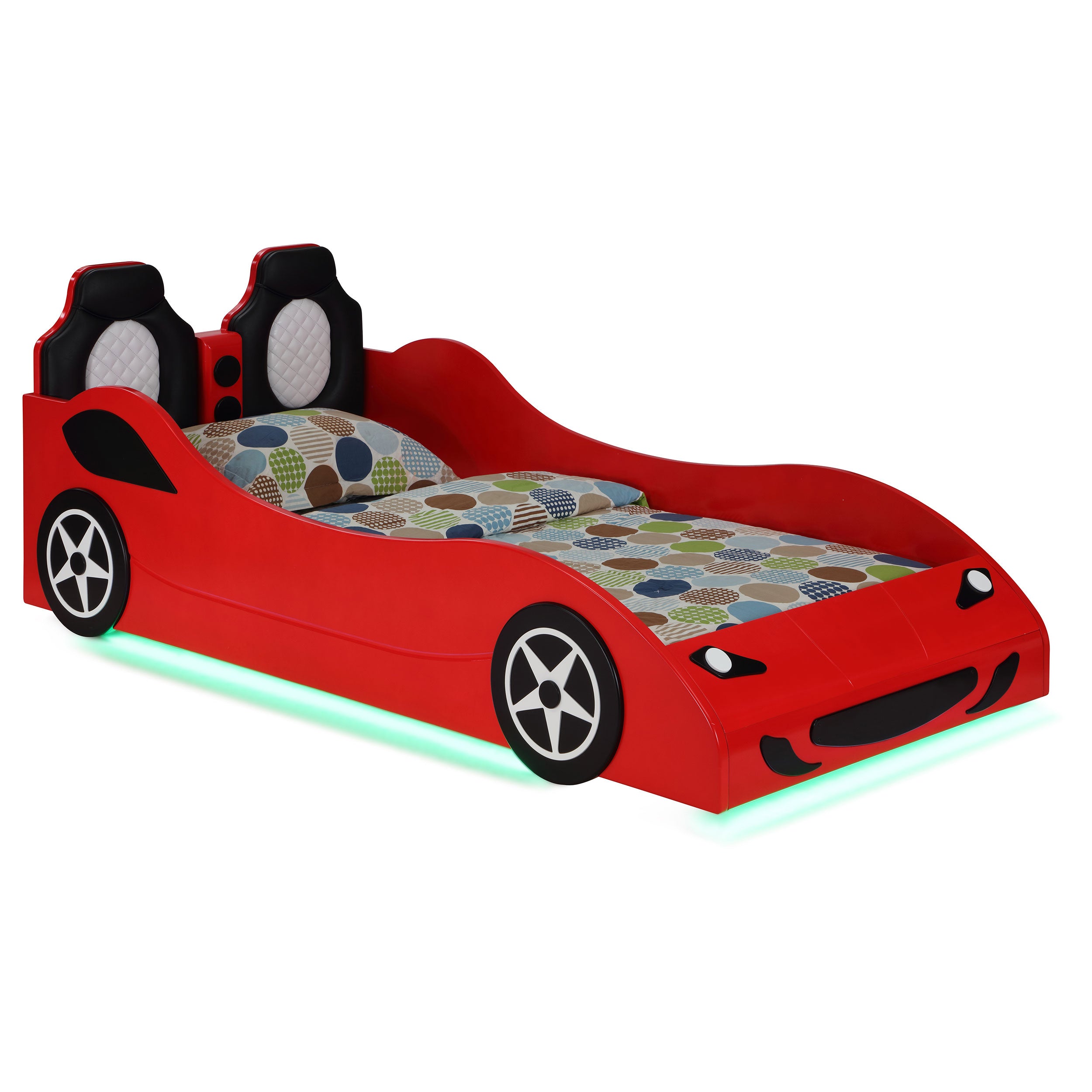 Orleans Furniture - Coaster - Cruiser Wood Twin LED Race Car Bed and 7-inch Mattress Red - 400479-SM