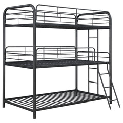 Orleans Furniture - Coaster - Garner Metal Twin Triple Bunk Bed Gunmetal - 400777