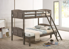 Orleans Furniture - Coaster - Flynn Wood Twin Over Full Bunk Bed with Mattress Weathered Brown - 400809-SM