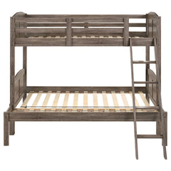 Flynn Wood Twin Over Full Bunk Bed Weathered Brown