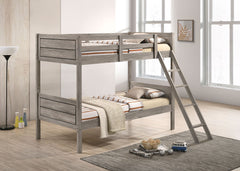 Orleans Furniture - Coaster - Ryder Wood Twin Over Twin Bunk Bed with Mattress Weathered Taupe - 400818-SM