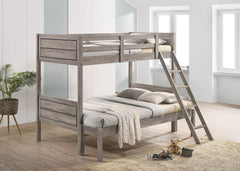 Orleans Furniture - Coaster - Ryder Wood Twin Over Full Bunk Bed with Mattress Weathered Taupe - 400819-SM