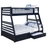 Orleans Furniture - Coaster - Ashton 2-drawer Wood Twin Over Full Bunk Bed Navy Blue - 460181