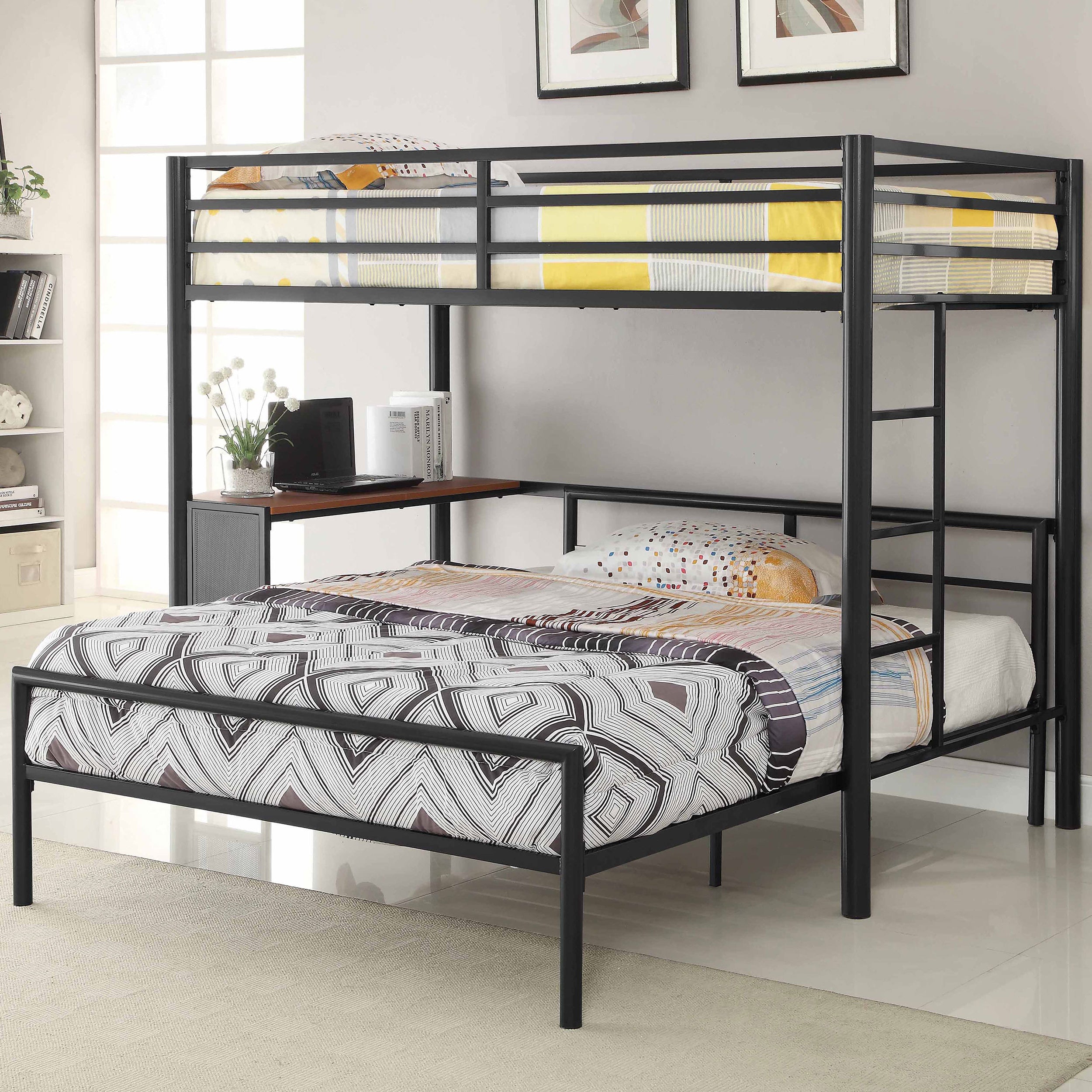 Orleans Furniture - Coaster - Fisher Twin Over Full Workstation Loft Bed Set Gunmetal - 460229-S2F