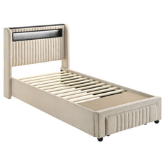 Orleans Furniture - Coaster - Madison Upholstered LED Twin Storage Platform Bed Cream - 460550T