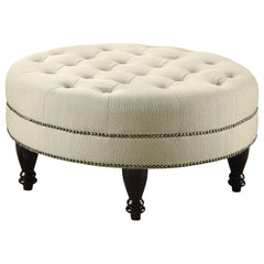 Orleans Furniture - Coaster - Elchin Round Upholstered Tufted Ottoman Oatmeal - 500018