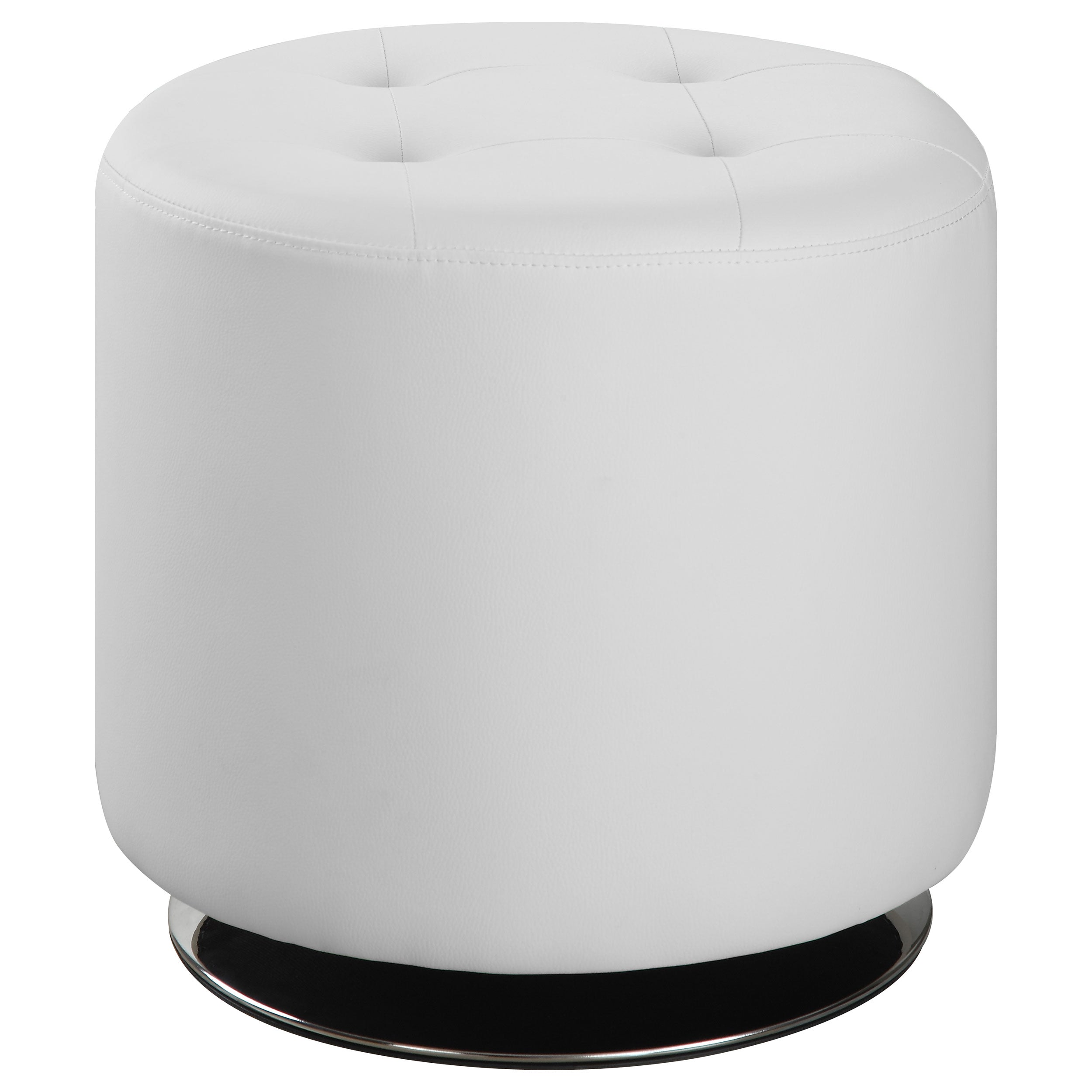 Orleans Furniture - Coaster - Bowman Round Upholstered Tufted Swivel Ottoman White - 500554